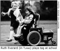 WATCH OUT! THEY ARE AFTER US! -- Ruth Everard (in Turbo) plays tag at school